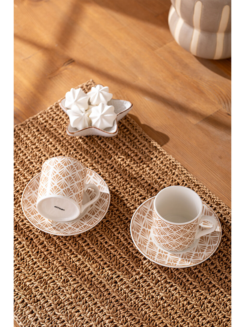 Beyaz Wavy New Bone 2 Kişilik Kahve Fincan Takımı 90 ml Bej-3