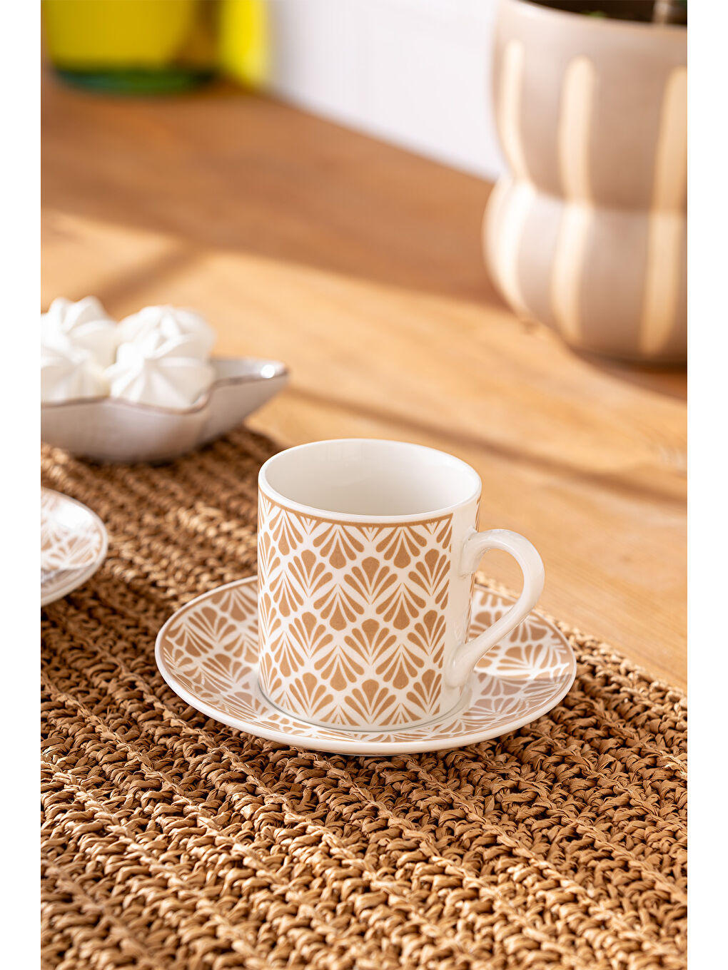 Beyaz Wavy New Bone 2 Kişilik Kahve Fincan Takımı 90 ml Bej-5