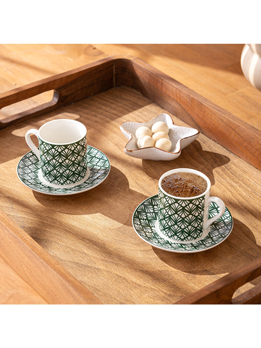 Beyaz Overland New Bone 2 Kişilik Kahve Fincan Takımı 90 ml Yeşil-6