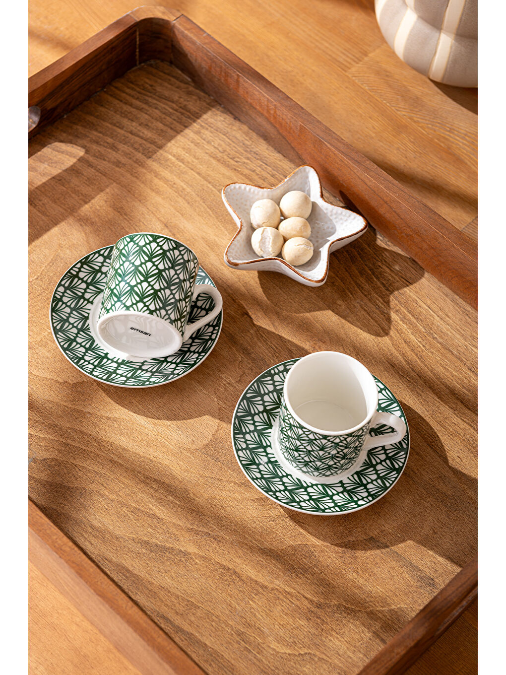 Beyaz Overland New Bone 2 Kişilik Kahve Fincan Takımı 90 ml Yeşil-3