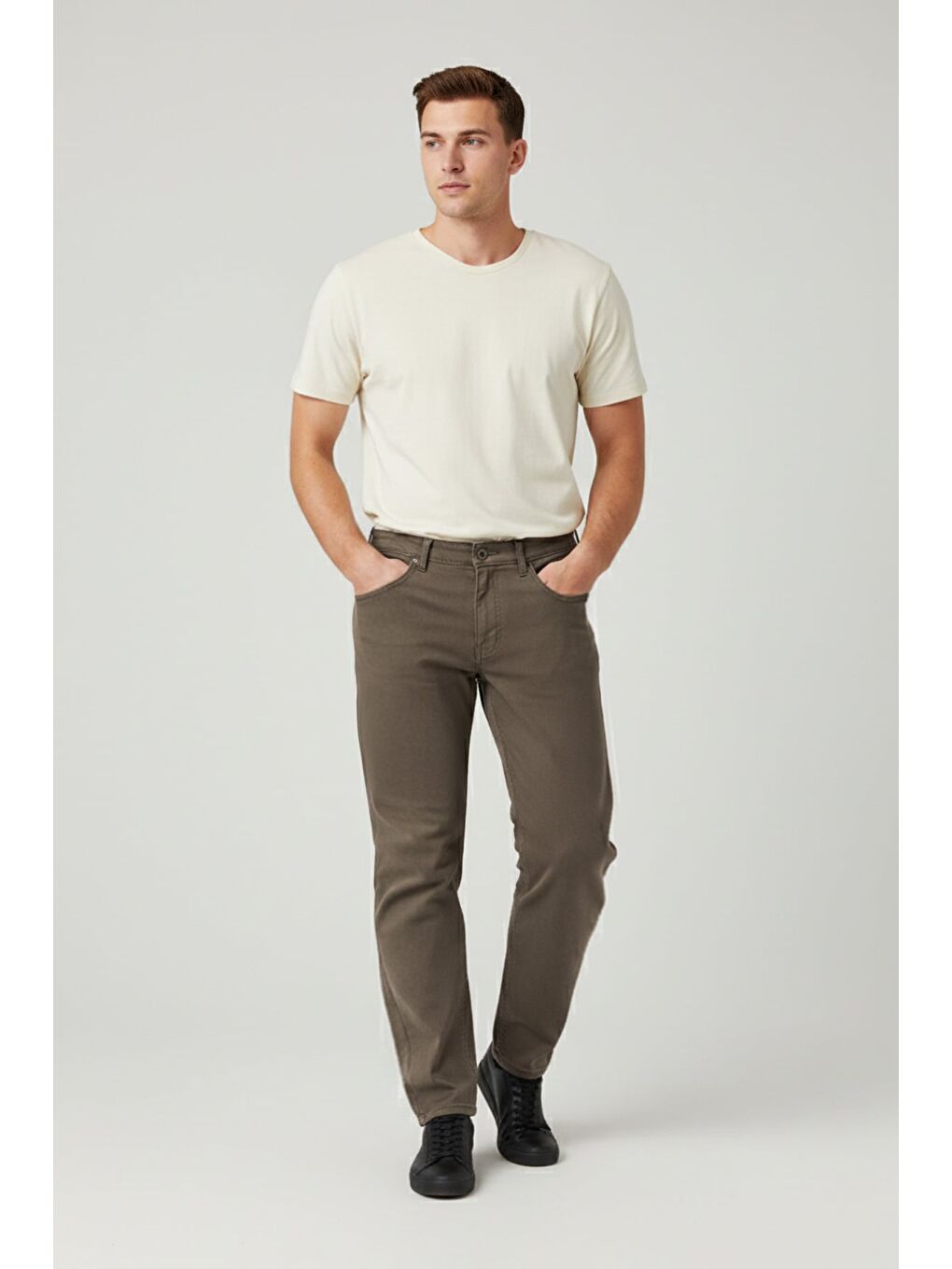 Bej Büyük Beden Regular Fit Normal Bel Jean