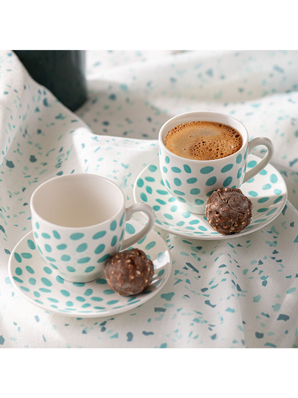 Beyaz Eugeine New Bone 2 Kişilik Kahve Fincan Takımı 90 ml Yeşil-6