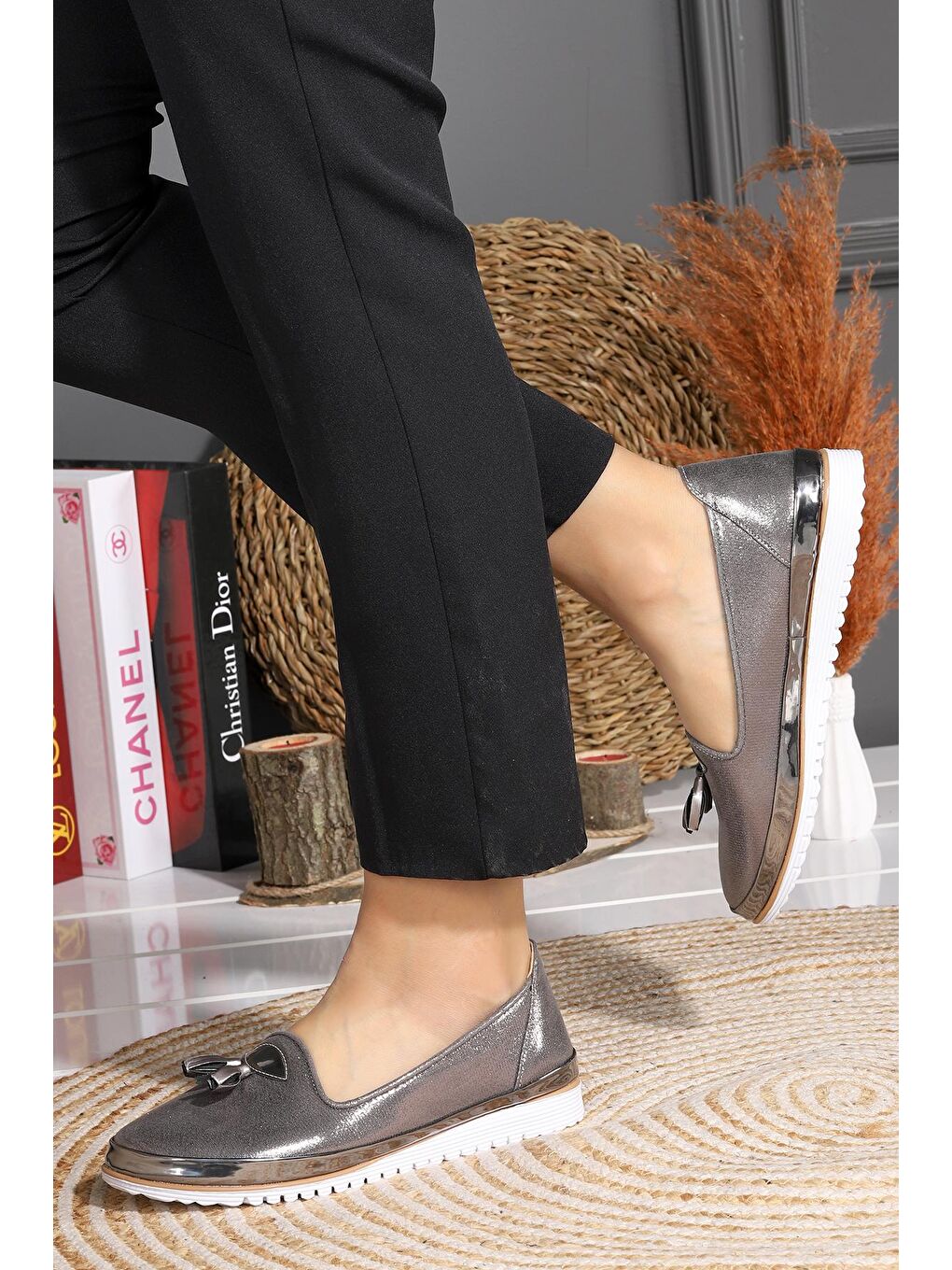 Bej Günlük Fiyonklu Kadın Babet Ayakkabı Cns 1013-1