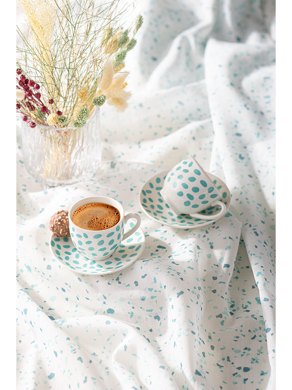 Beyaz Eugeine New Bone 2 Kişilik Kahve Fincan Takımı 90 ml Yeşil-3