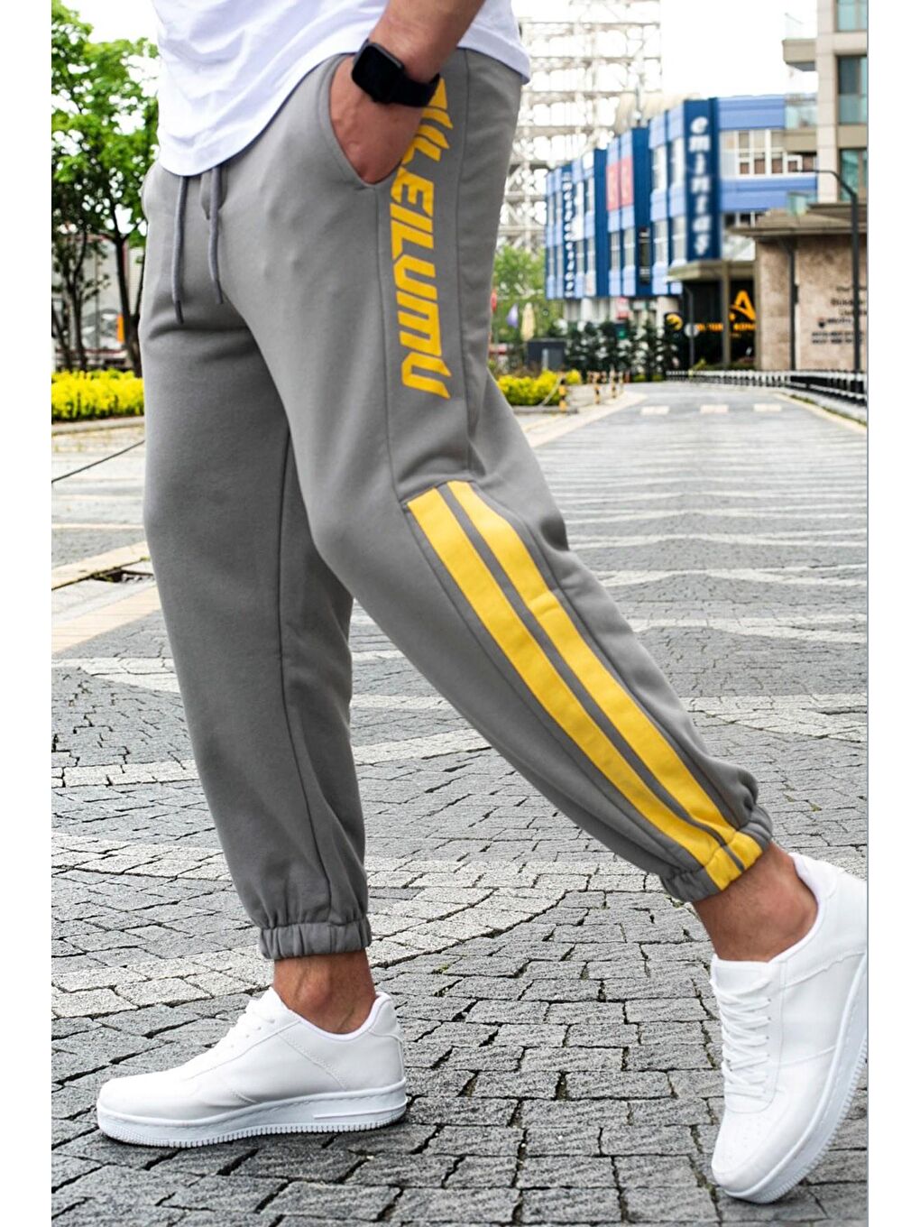 Gri Oversize Kısa Paça Erkek Eşofman 4833-2