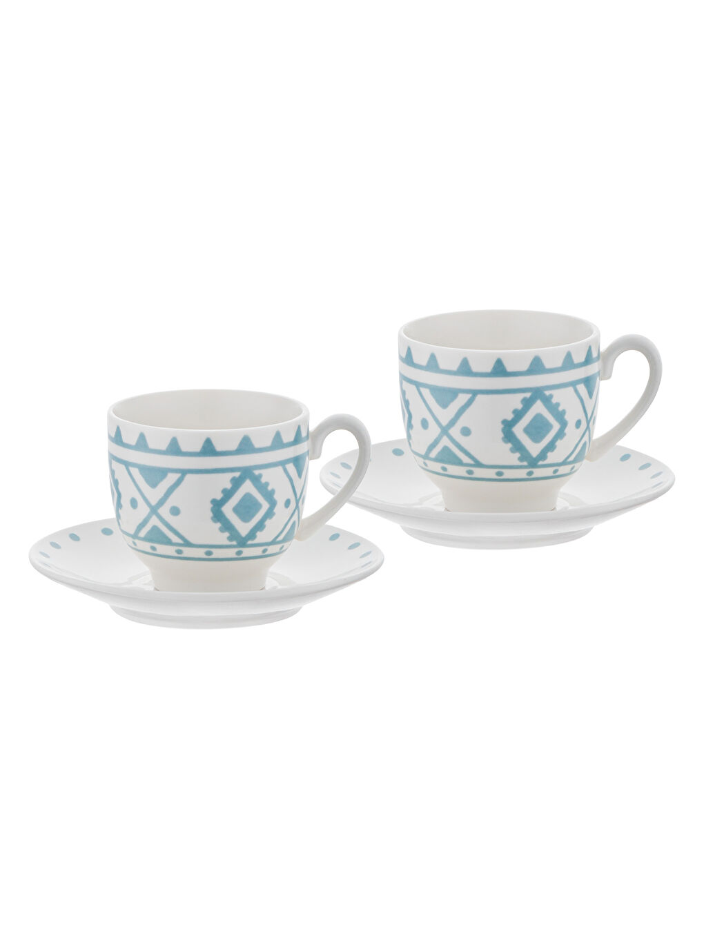 Beyaz Ethnic Azur New Bone 2 Kişilik Kahve Fincan Takımı 90 ml Mavi-7