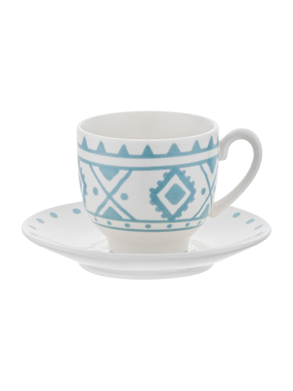 Beyaz Ethnic Azur New Bone 2 Kişilik Kahve Fincan Takımı 90 ml Mavi-9