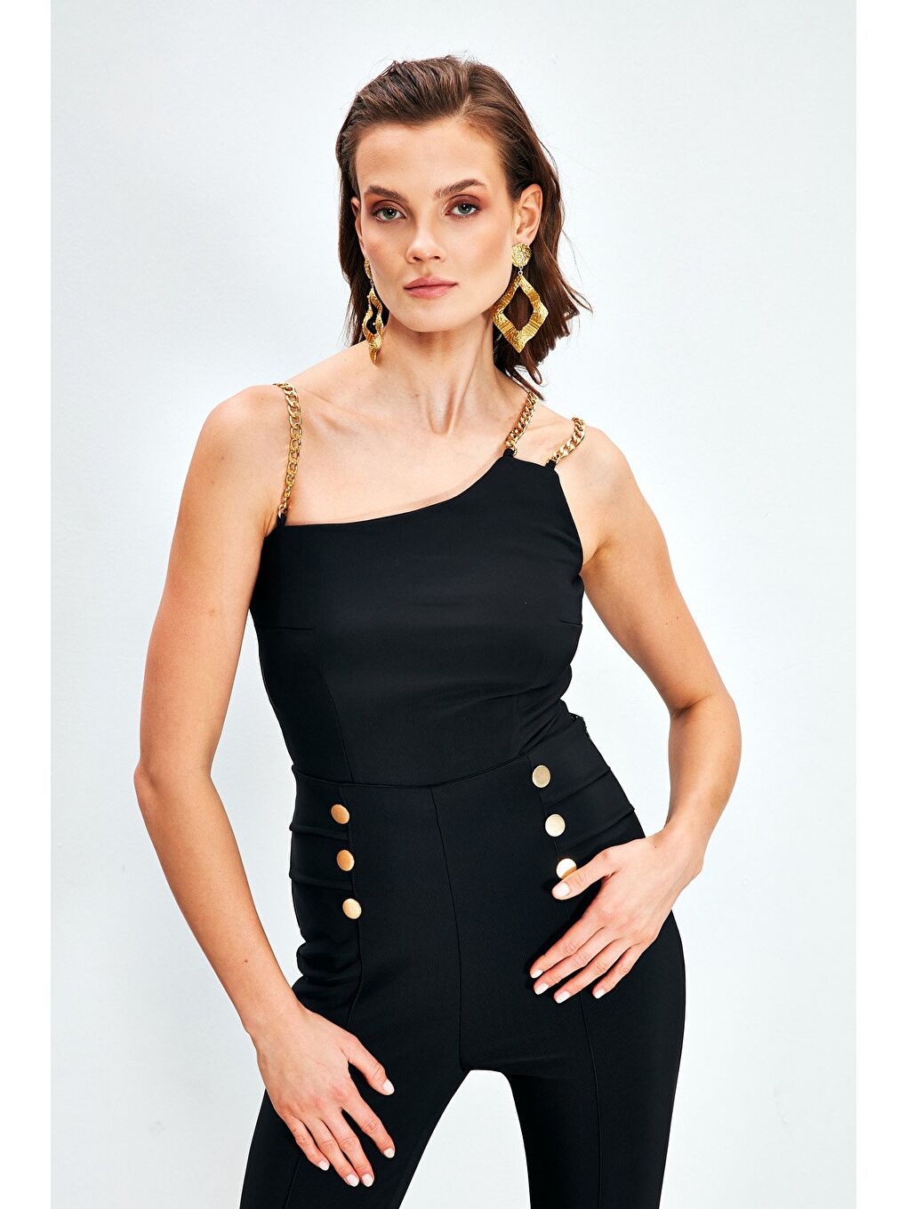 Zincir Askılı Bluz - Siyah-2