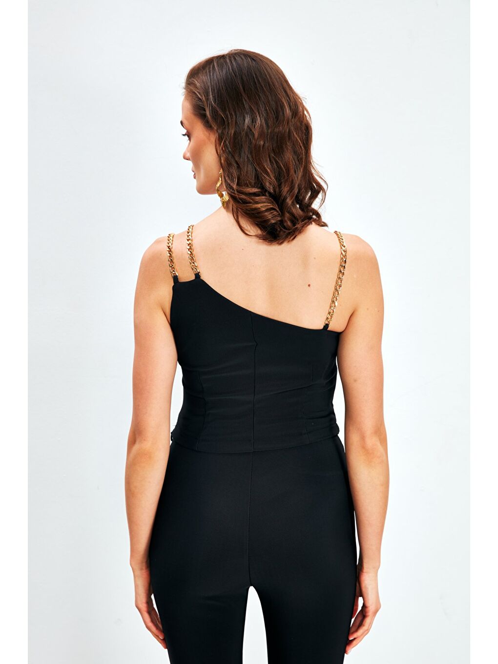 Zincir Askılı Bluz - Siyah-4