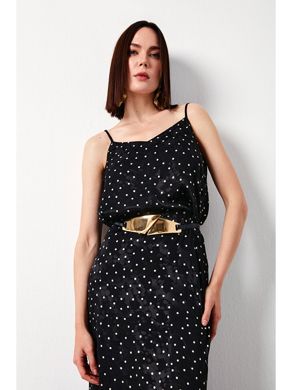 Puantiye Desenli Bluz - Siyah-2