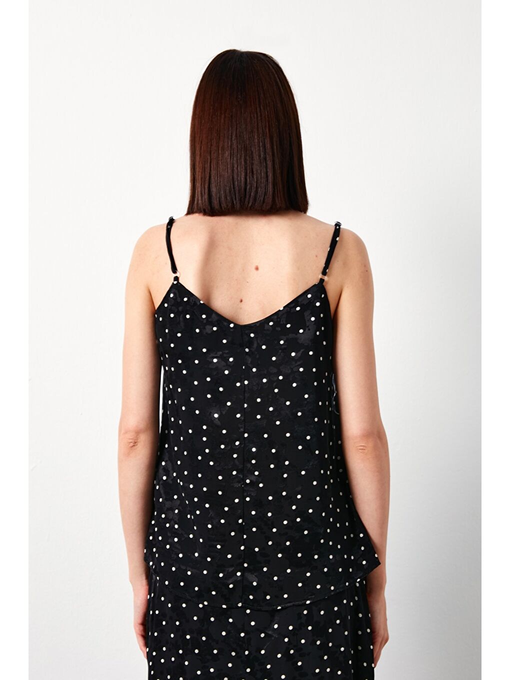 Puantiye Desenli Bluz - Siyah-4