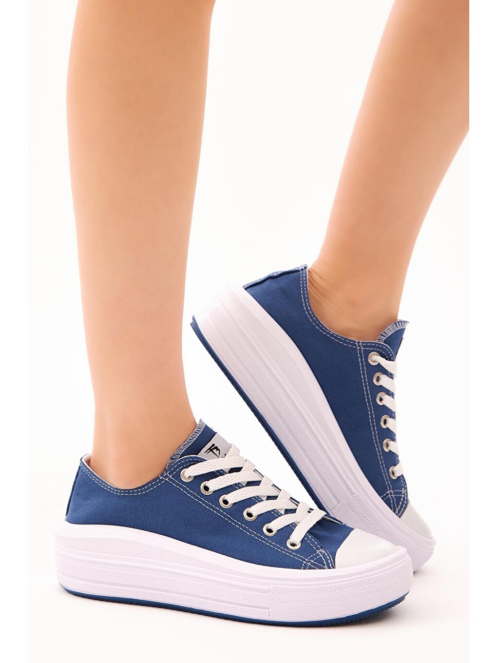 Kadın Lacivert Rahat Kalıp Kalın Tabanlı Spor Ayakkabı-2