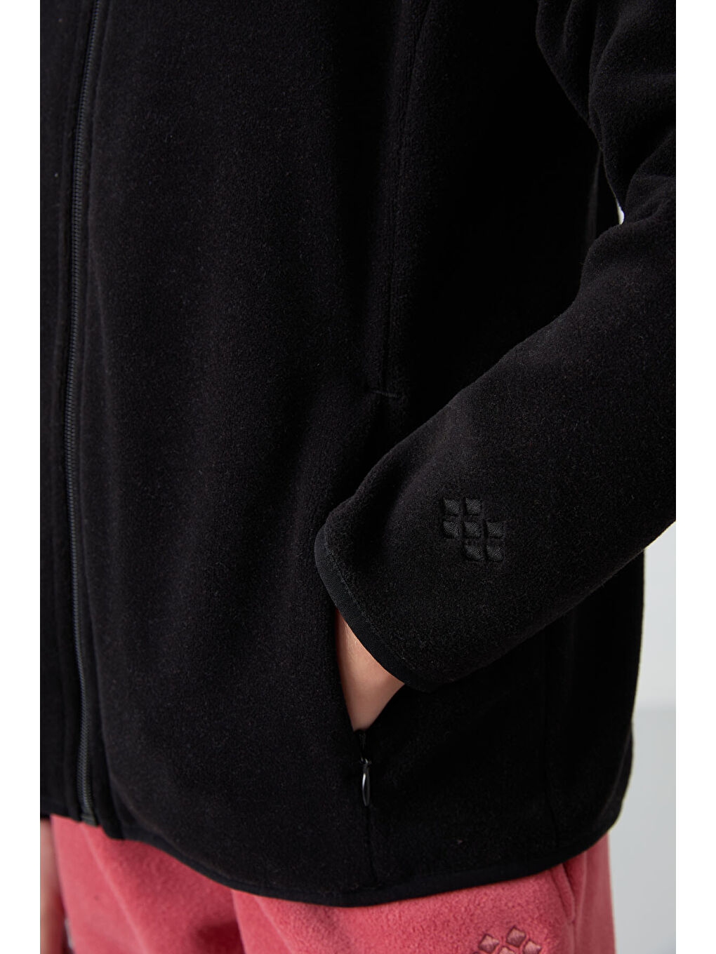 Siyah Kalın Yumuşak Dokulu Standart Fit Nakışlı Polar Kız Çocuk Sweatshirt - 75154-2