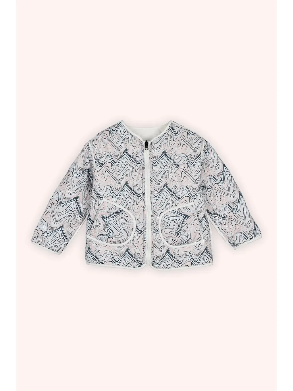 Kız Çocuk Çift Taraflı Mont Beyaz-5