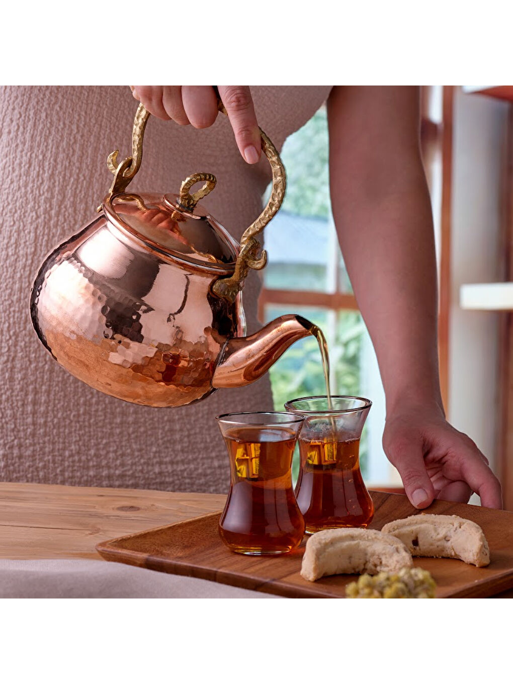 Turuncu Göbeklitepe Bakır Demlik-8