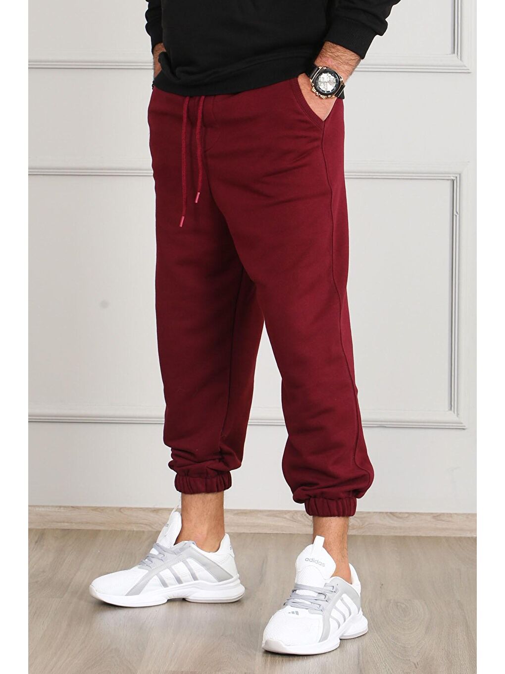Bordo Oversize Kısa Paça Erkek Jogger Eşofman Altı 4832