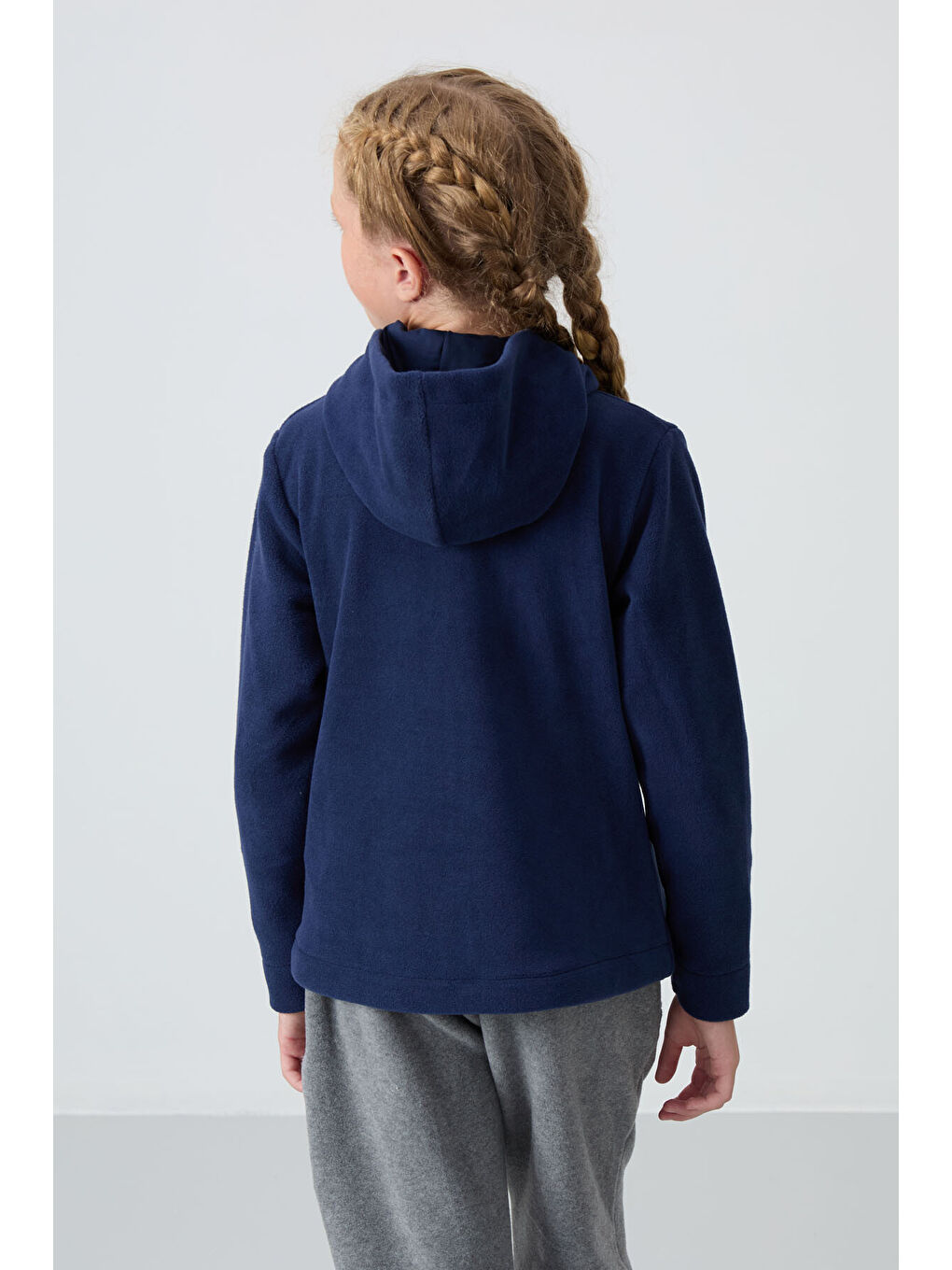 İndigo Kalın Yumuşak Dokulu Standart Fit Nakışlı Polar Kız Çocuk Sweatshirt - 75152-8