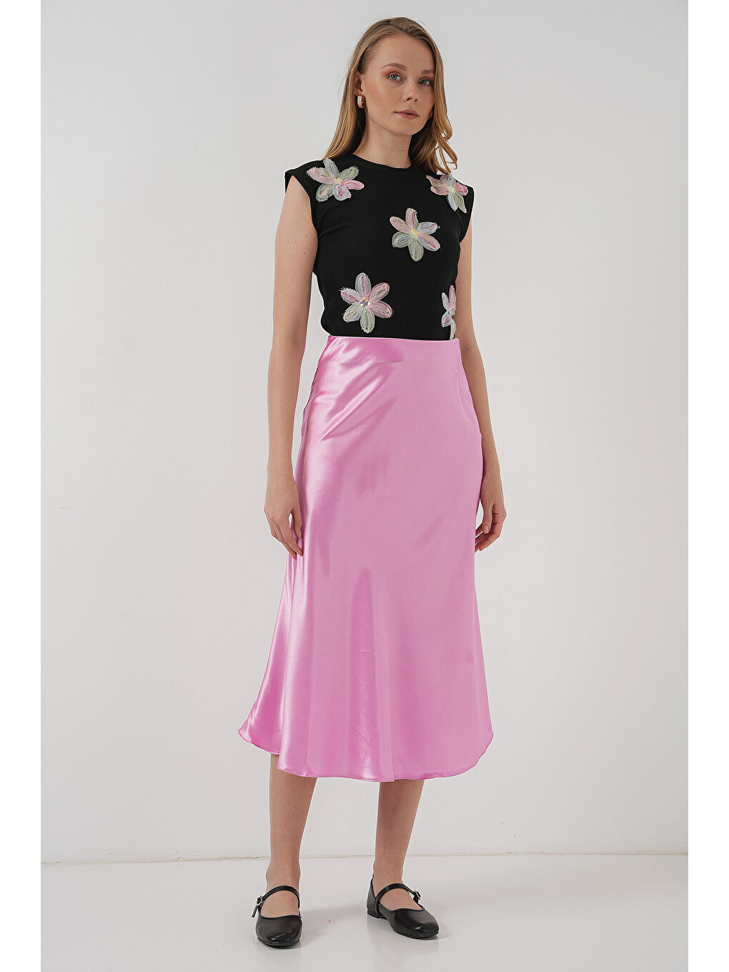 15806 Saten Etek - Pembe-2