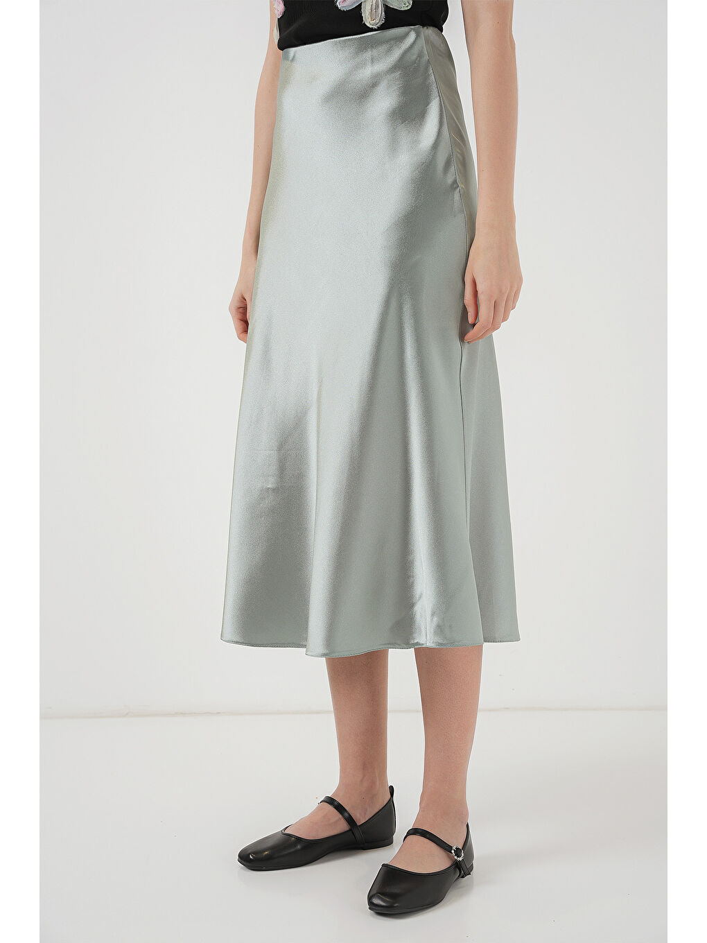 Yeşil 15806 Saten Etek - Çağla-3