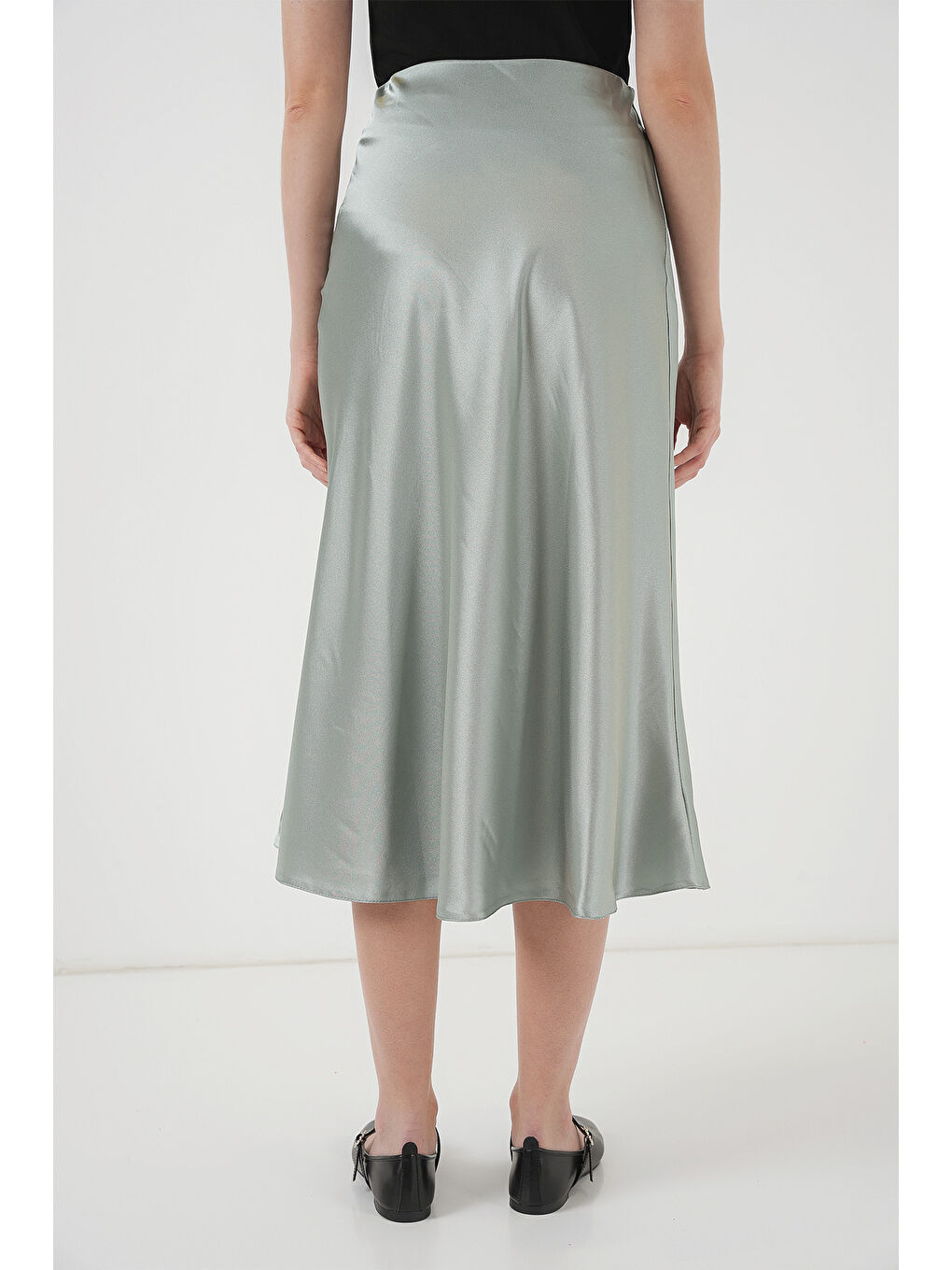 Yeşil 15806 Saten Etek - Çağla-4