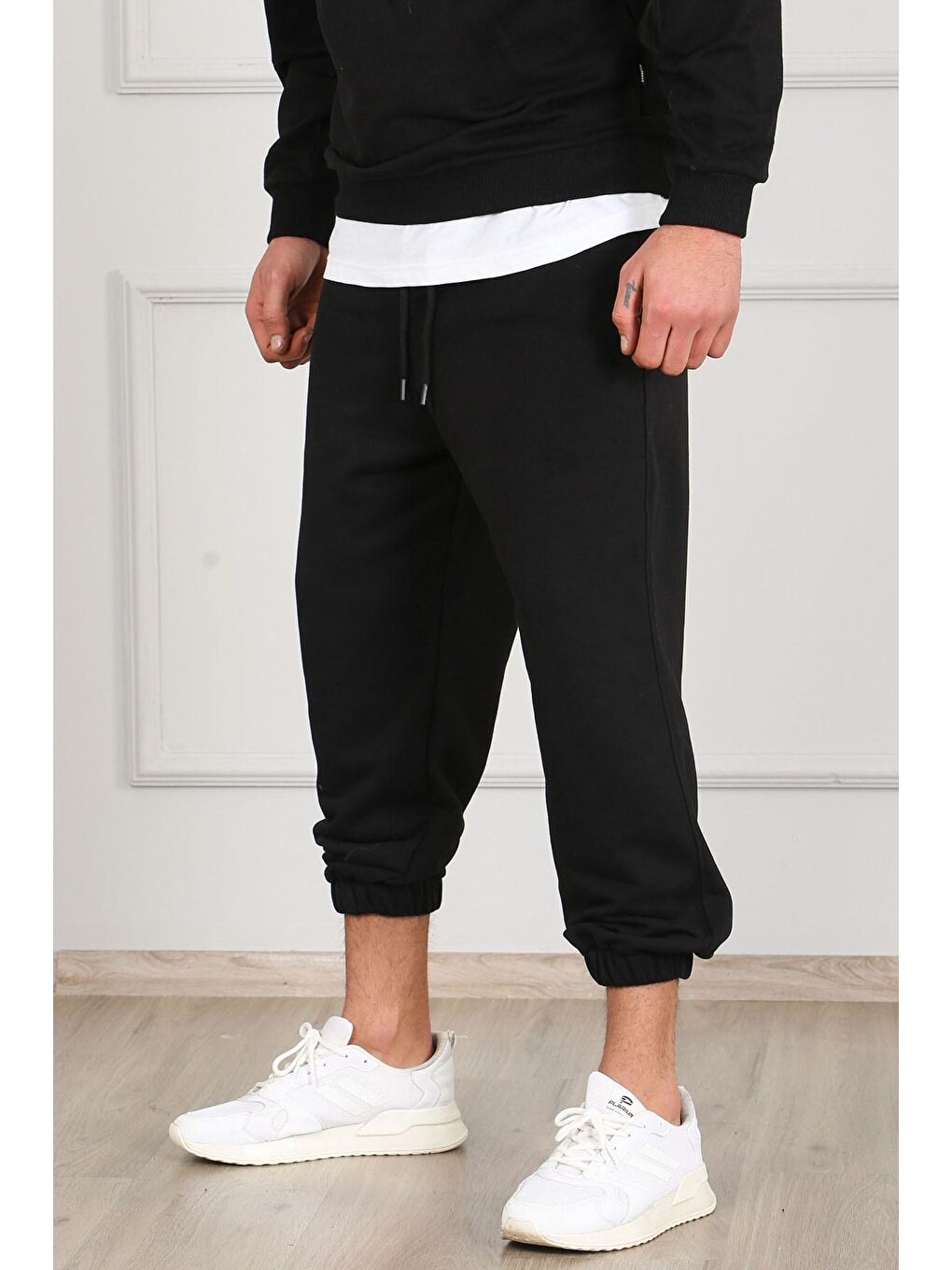 Siyah Oversize Kısa Paça Erkek Jogger Eşofman Altı 4832