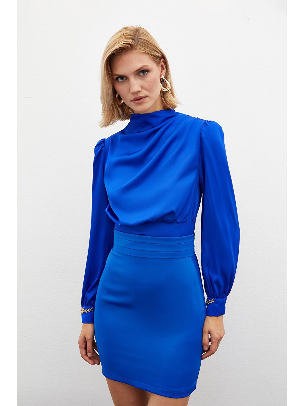 Kol Aksesuar Detaylı Bluz - Sax Mavi-2