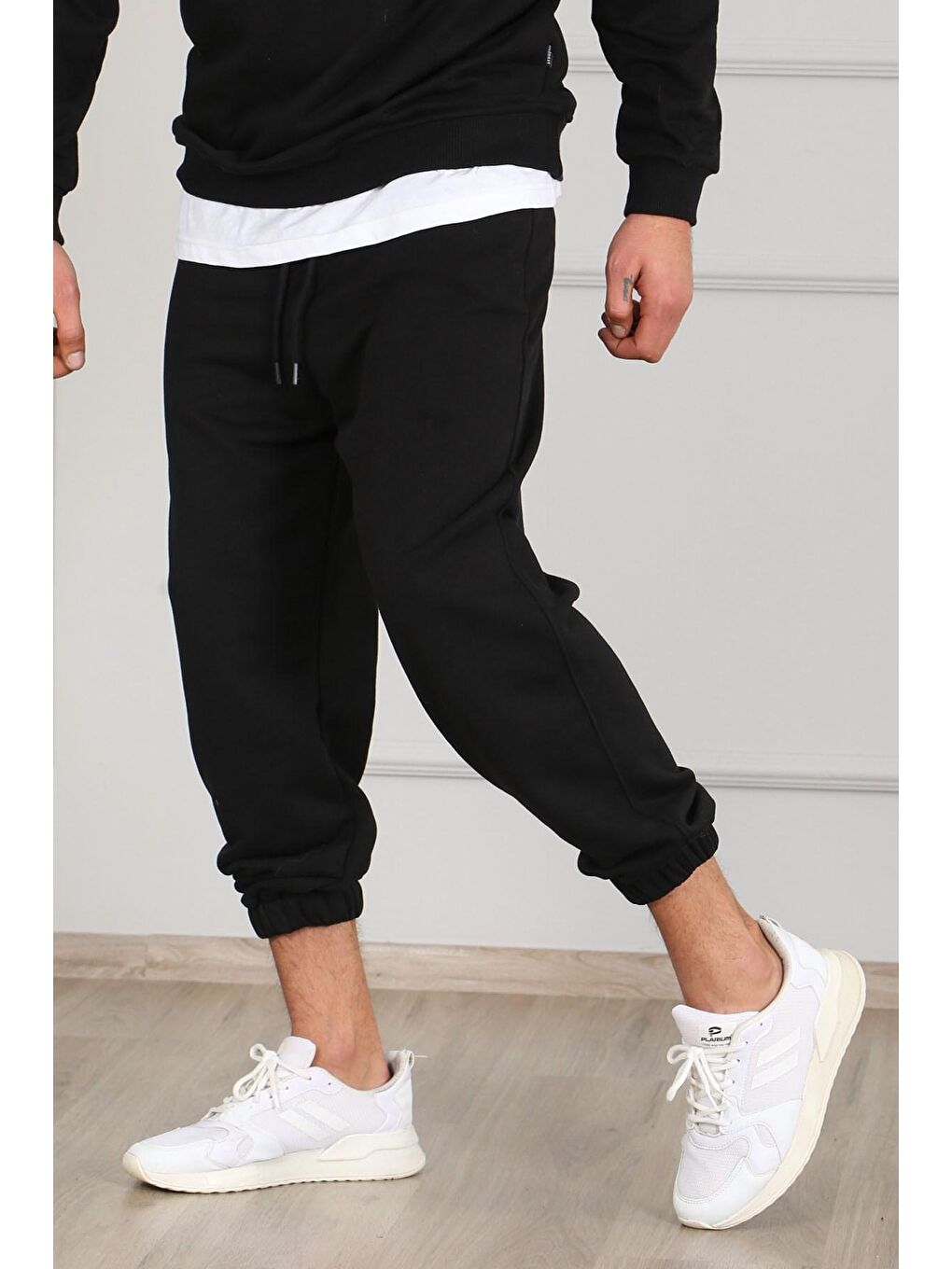 Siyah Oversize Kısa Paça Erkek Jogger Eşofman Altı 4832-1