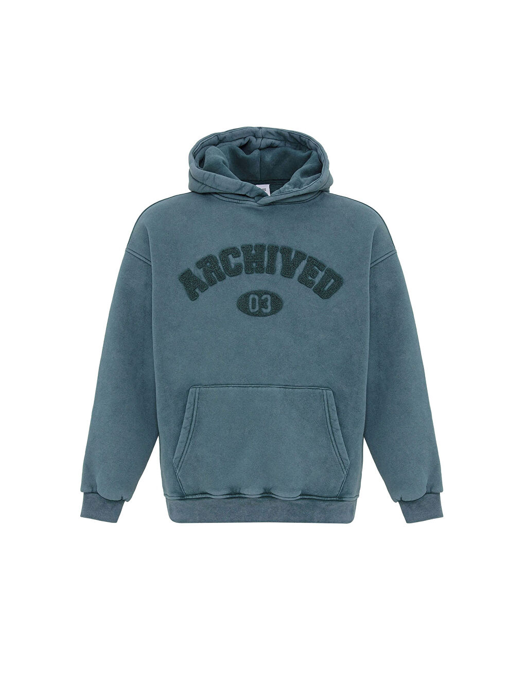 VAMOSCLO Petrol Yıkamalı Oversize Baskılı Erkek Hoodie