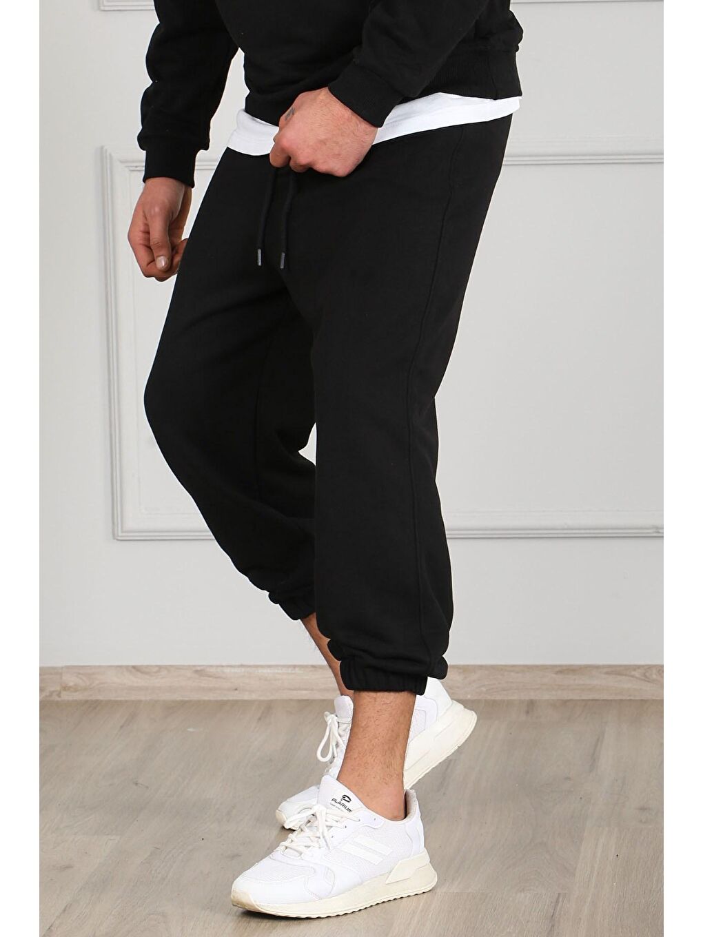 Siyah Oversize Kısa Paça Erkek Jogger Eşofman Altı 4832-2