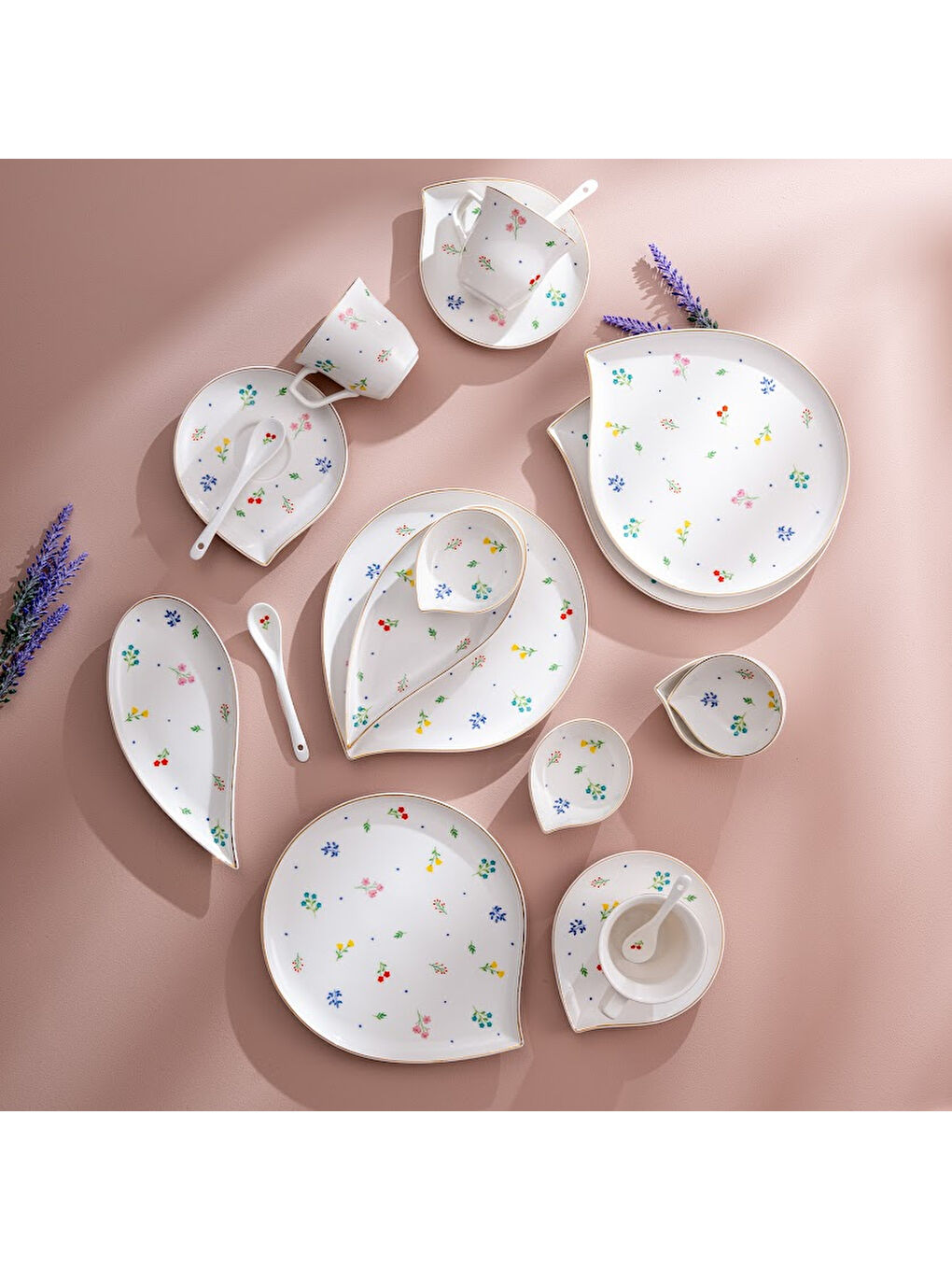 Beyaz Daisy Porselen 32 Parça 6 Kişilik Kahvaltı Takımı-6
