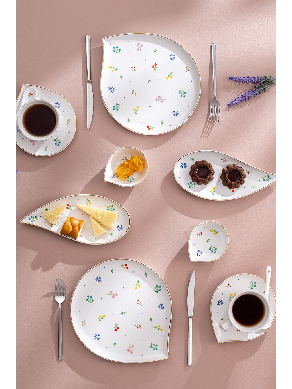 Beyaz Daisy Porselen 32 Parça 6 Kişilik Kahvaltı Takımı-7
