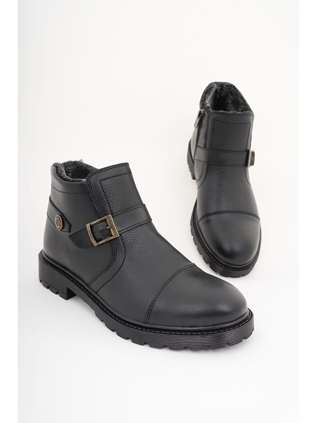 Siyah RODRİGUEZ Fermuarlı Kürklü Soğuk Geçirmez Erkek Bot-5