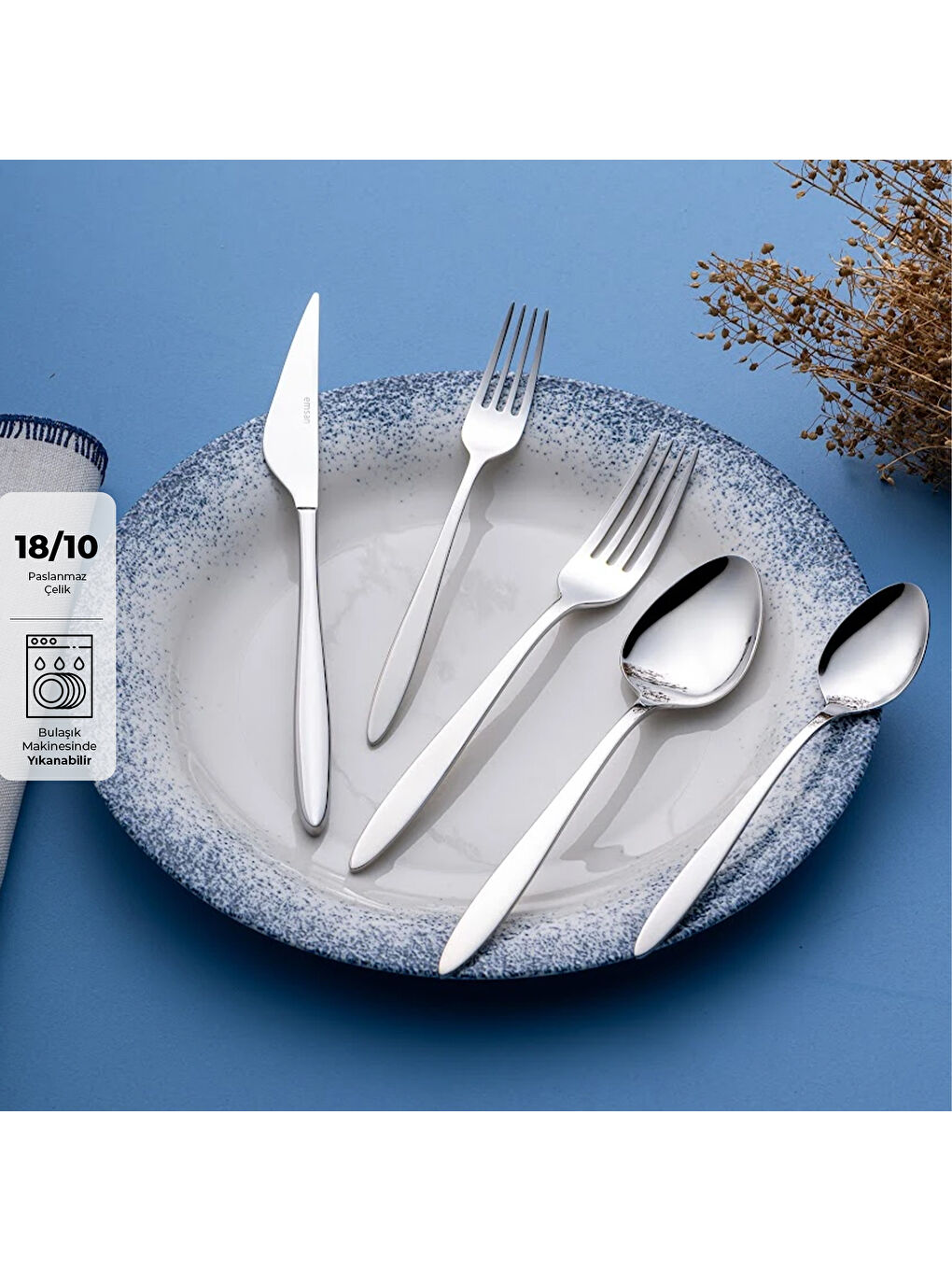 Gri Yakamoz 60 Parça 12 Kişilik Kutulu Çatal Kaşık Bıçak Takımı-7