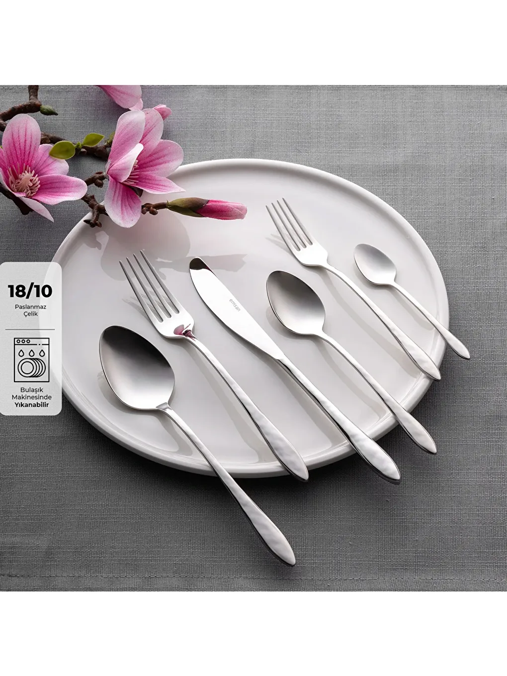 Gri Akasya 72 Parça Kutulu Çatal Kaşık Bıçak Takımı-7