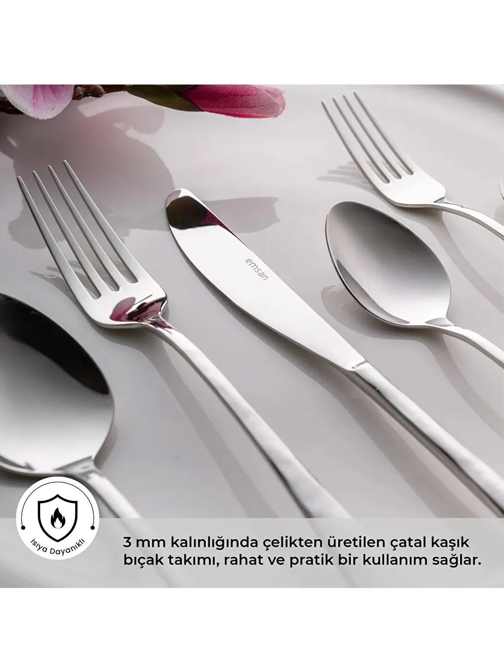 Gri Akasya 72 Parça Kutulu Çatal Kaşık Bıçak Takımı-9