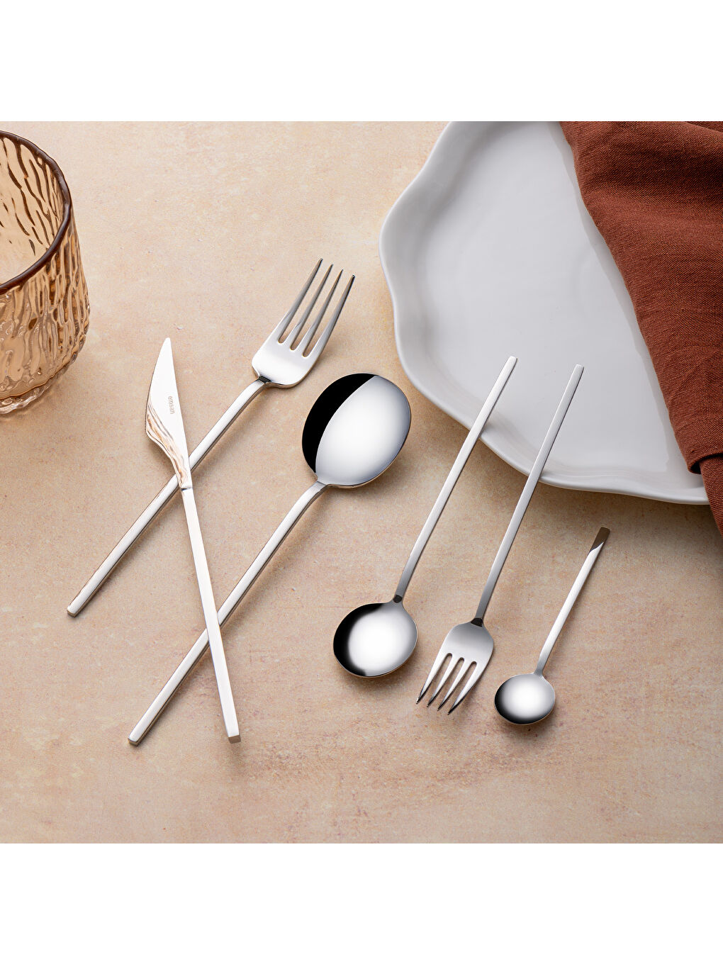 Gri Zeus 72 Parça 12 Kişilik Çatal Kaşık Bıçak Takımı Lüks Kutulu-6