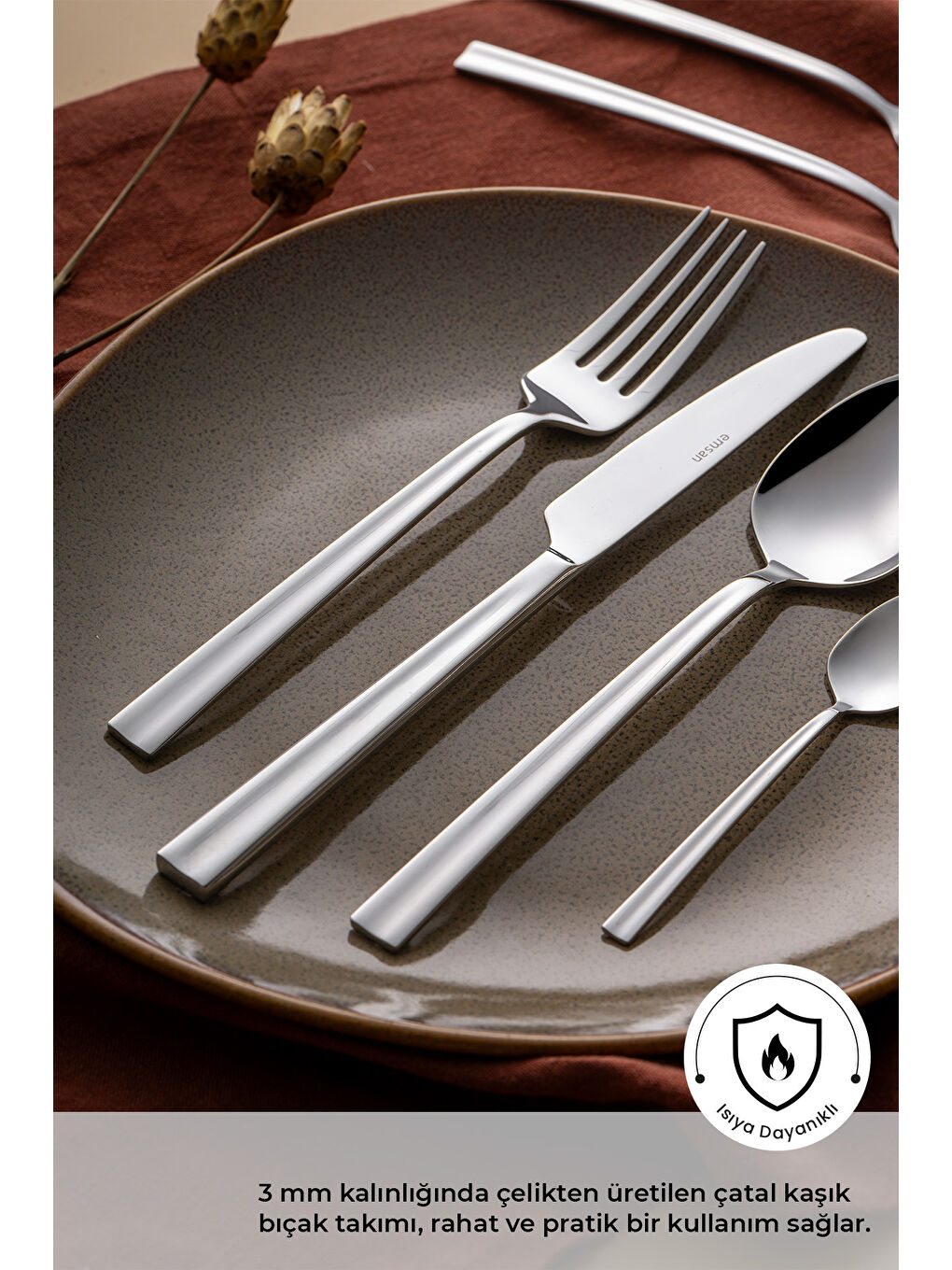 Gri Çınar 72 Parça 12 Kişilik Kutulu Çatal Kaşık Bıçak Takımı-1