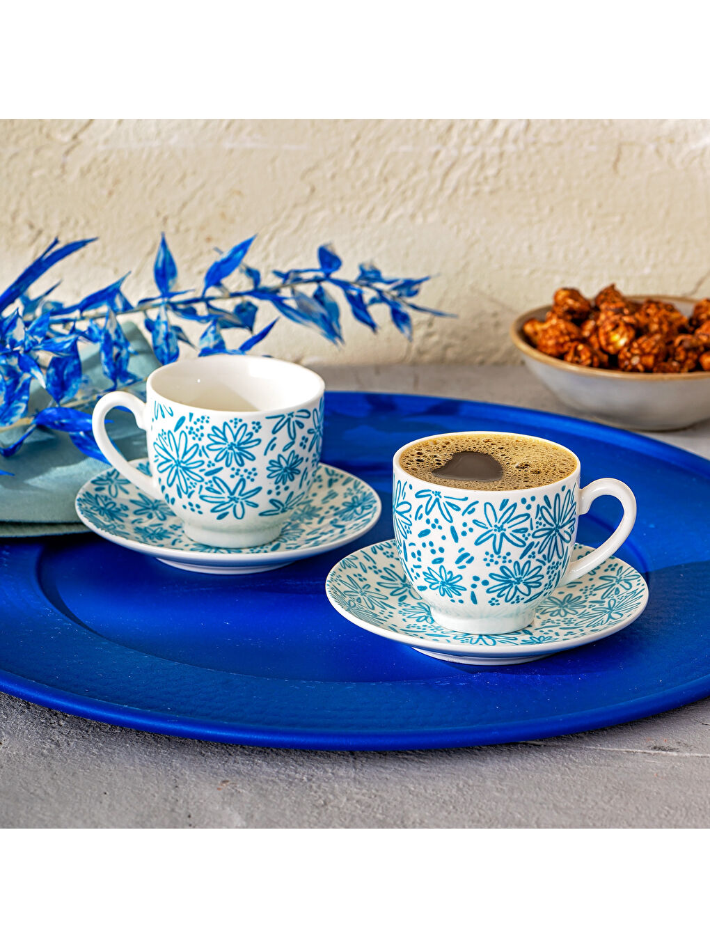 Deep Azur New Bone 2 Kişilik Kahve Fincan Takımı 90 ml Mavi-6