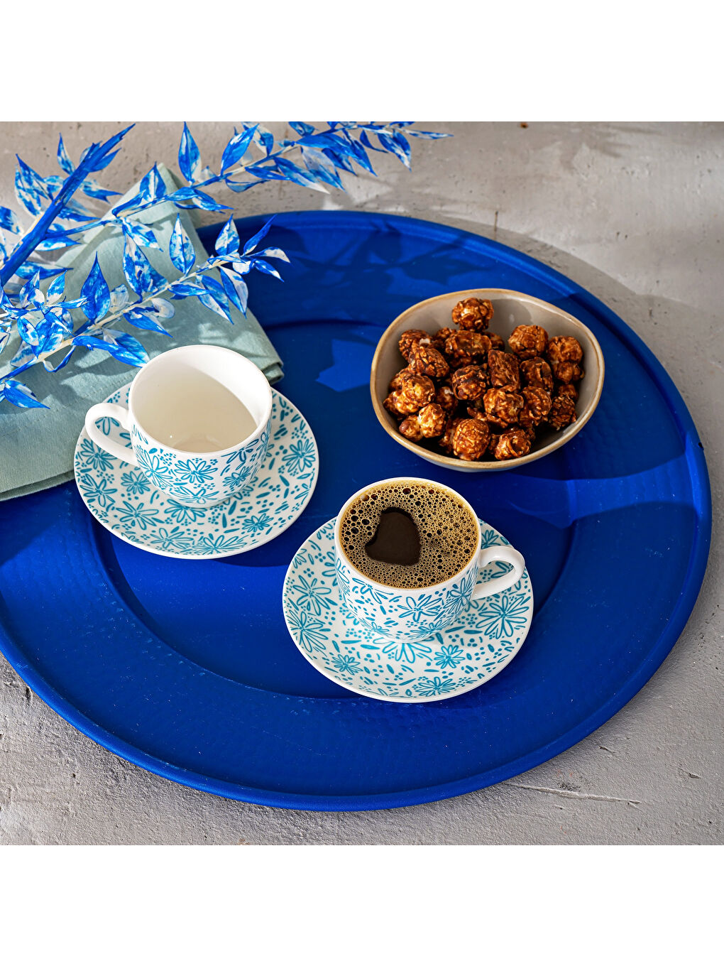 Deep Azur New Bone 2 Kişilik Kahve Fincan Takımı 90 ml Mavi-7