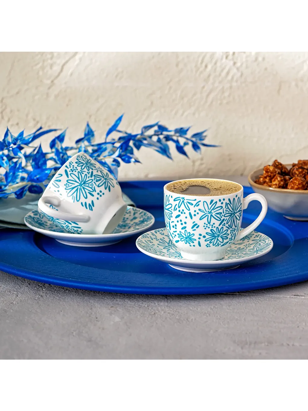 Deep Azur New Bone 2 Kişilik Kahve Fincan Takımı 90 ml Mavi-8