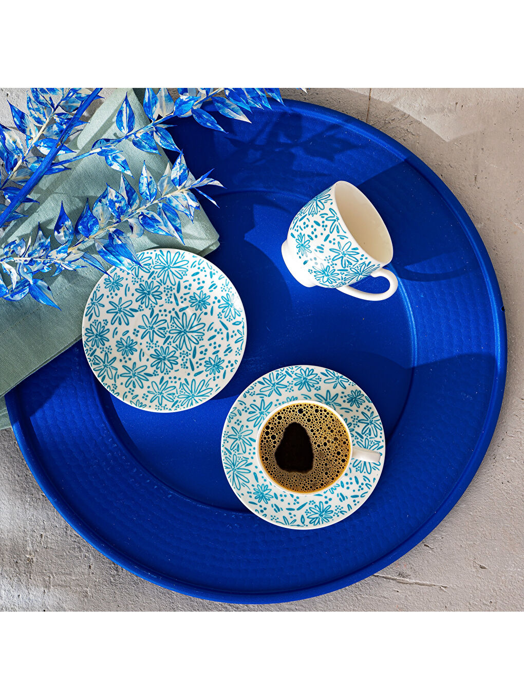 Deep Azur New Bone 2 Kişilik Kahve Fincan Takımı 90 ml Mavi-9