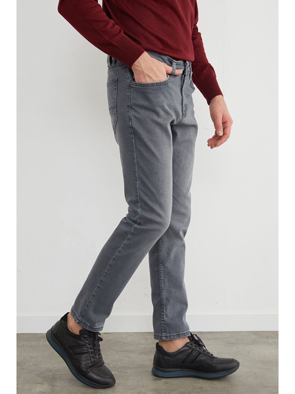 Gri Regular Fit Normal Bel Jean-3