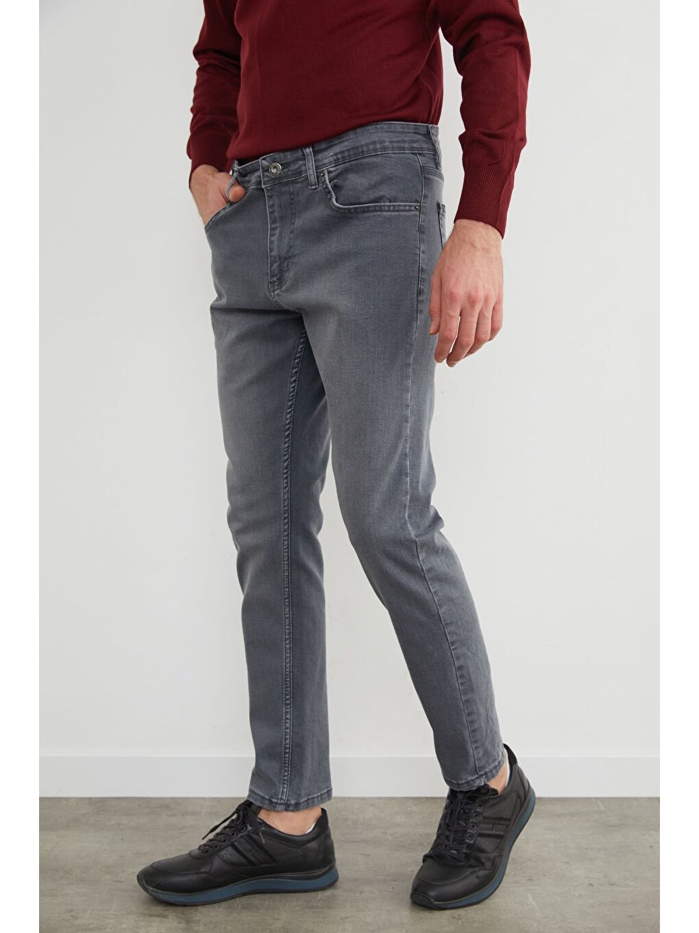 Gri Regular Fit Normal Bel Jean-4