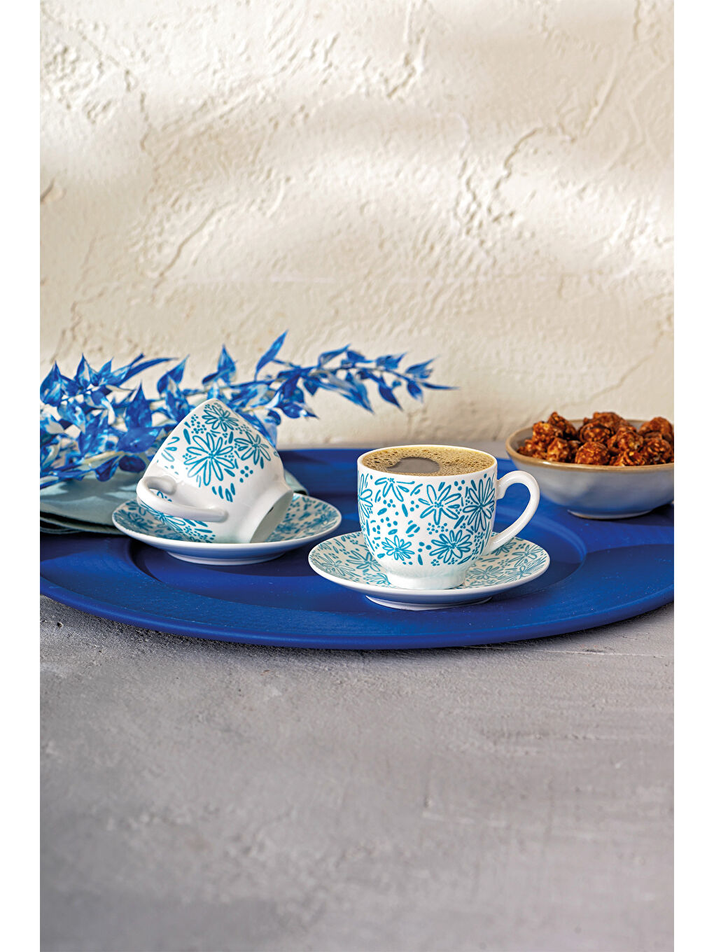 Deep Azur New Bone 2 Kişilik Kahve Fincan Takımı 90 ml Mavi-4