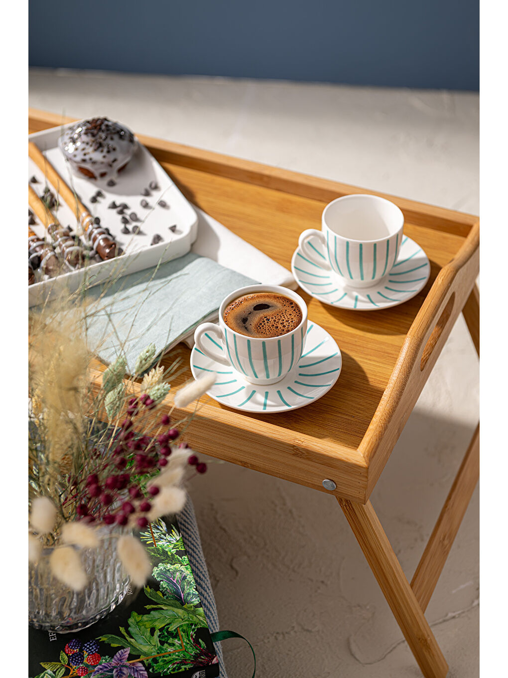 Beyaz Mathilda New Bone 2 Kişilik Kahve Fincan Takımı 90 ml Yeşil-3