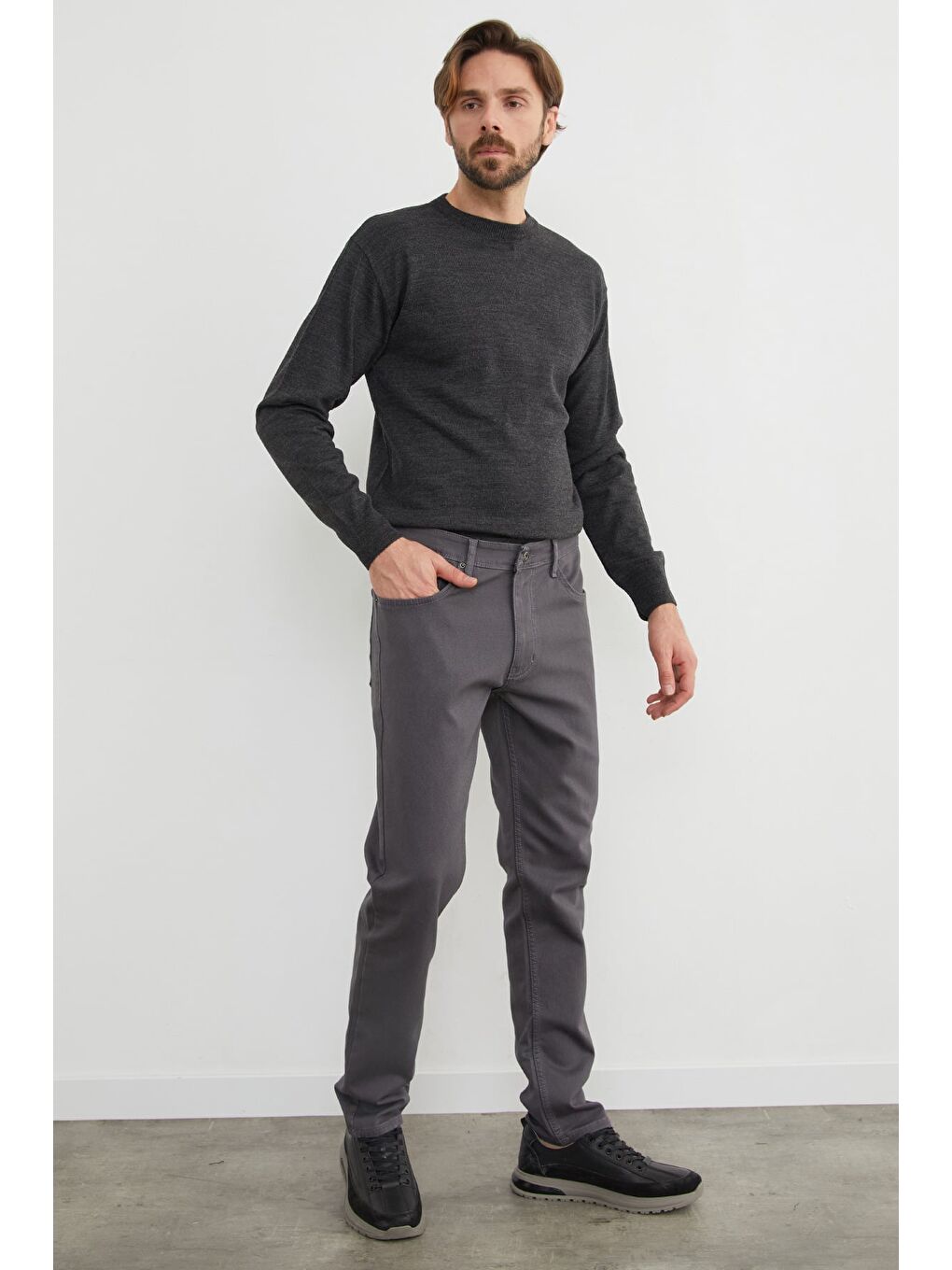 Gri Büyük Beden Regular Fit Normal Bel Jean-1