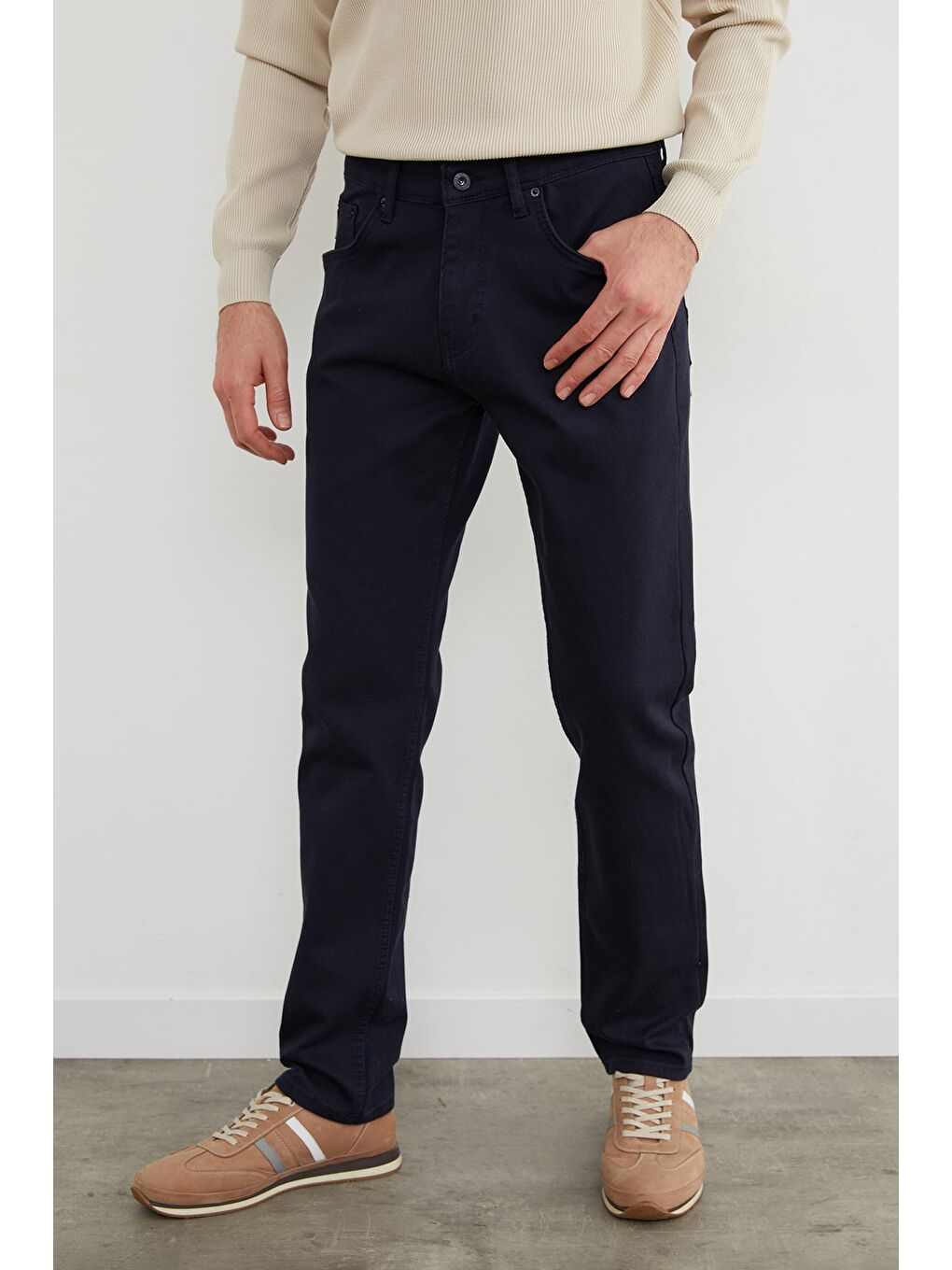 Lacivert Büyük Beden Regular Fit Normal Bel Jean-4