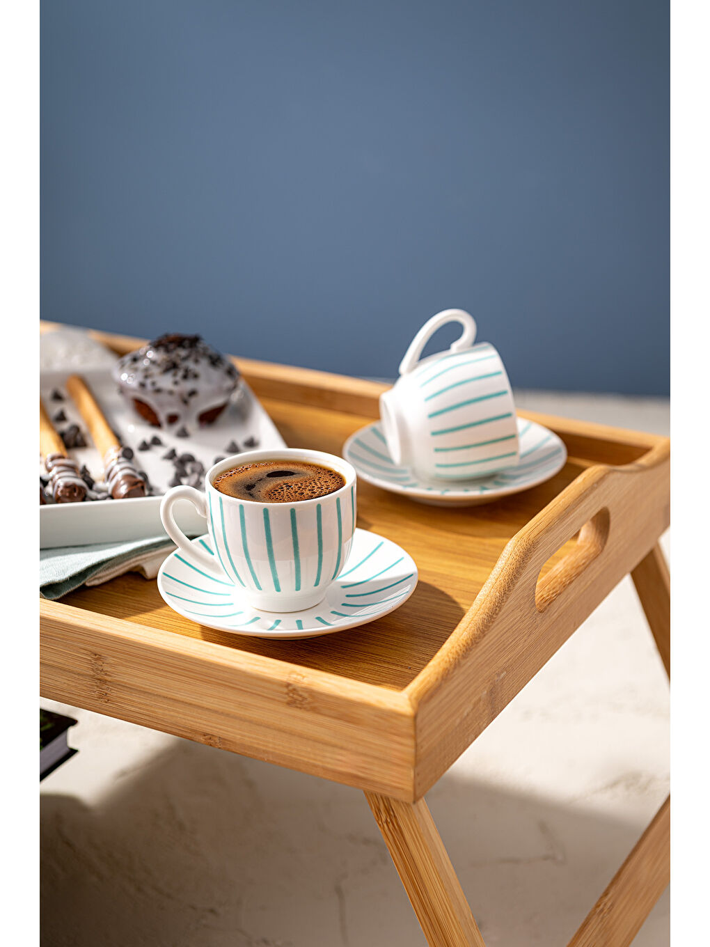 Beyaz Mathilda New Bone 2 Kişilik Kahve Fincan Takımı 90 ml Yeşil-5