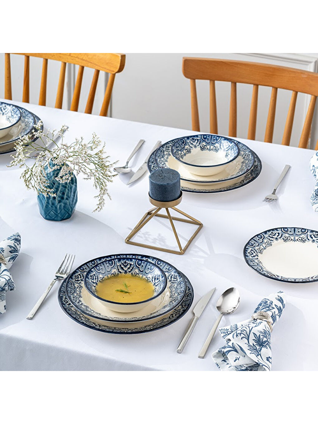 Ege 24 Parça 6 Kişilik Yemek Takımı Mavi-8