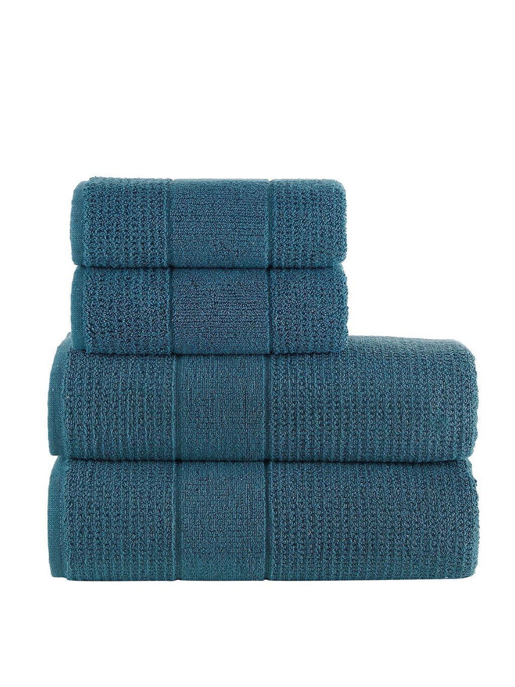 Petrol Royality | 50x90 - 70x140 Cm 4'Lü  Banyo Havlu Seti, %100 Pamuklu Havlu Takımı-2